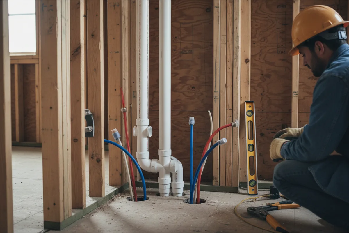 Drain and supply rough-in during Drain Cleaning in Saint Amant