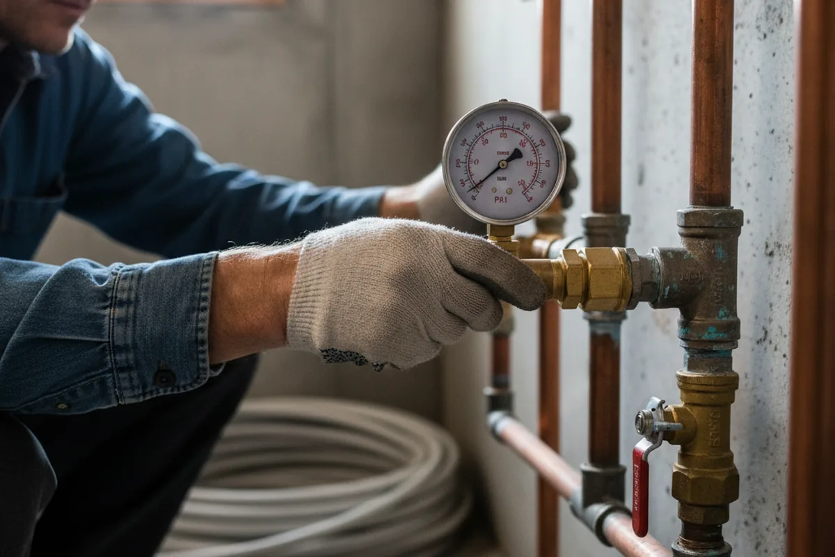 Pressure testing a repaired line during Water Line Repair in Saint Amant